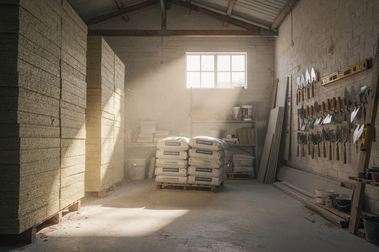 Interior of the Radhe Krishana workshop with neat tool racks and afternoon light